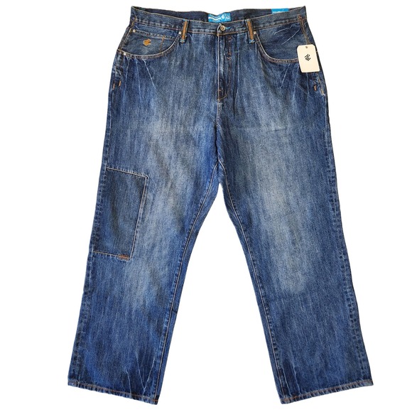 Rocawear Jeans Men 42 Patchwork Denim Y2k Embroidered Wide Leg Baggy Grunge Punk - Picture 1 of 10